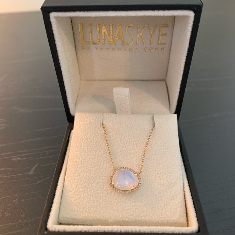 Luna Skye gold moonstone and diamond necklace
